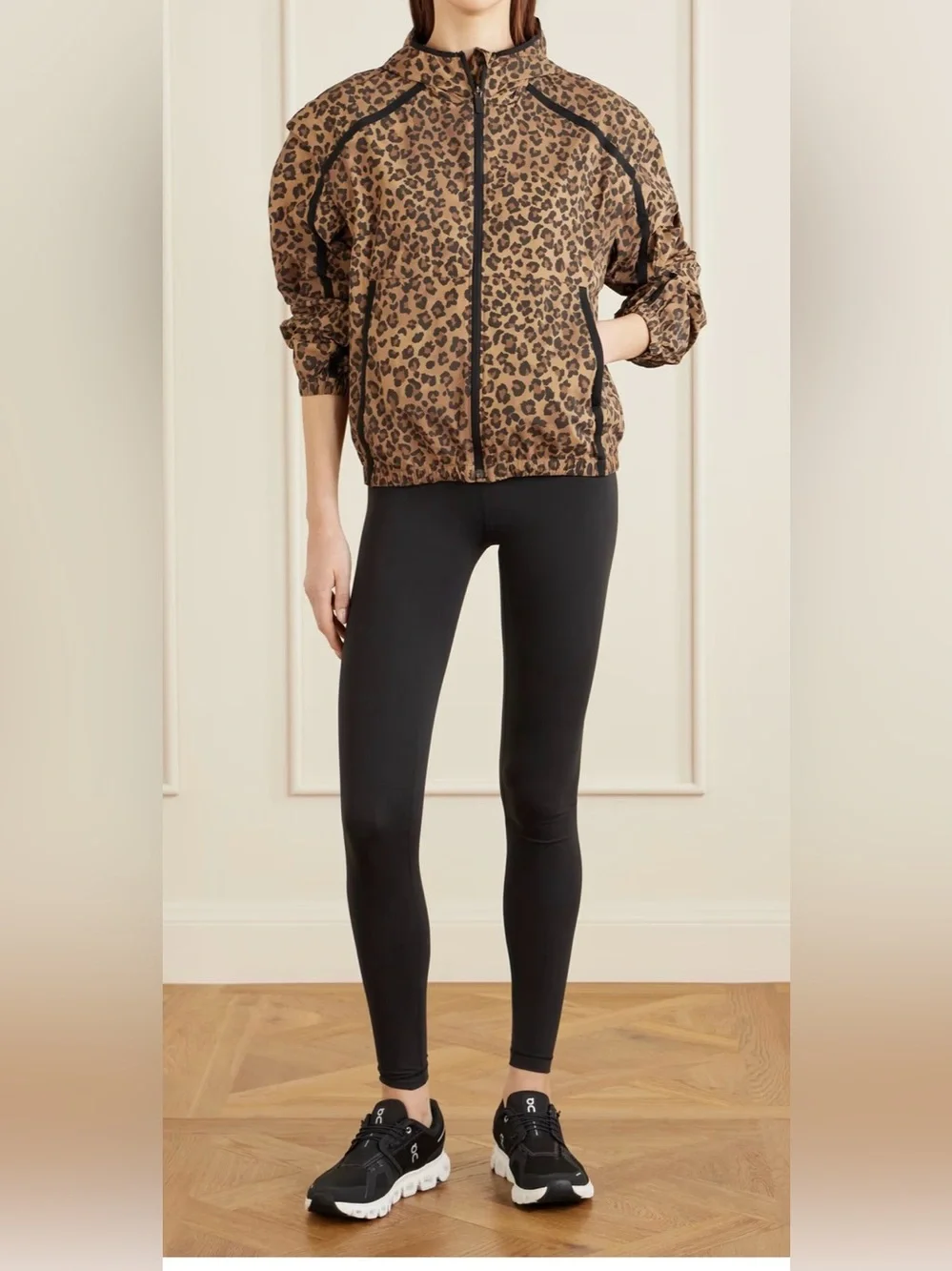 Lululemon track jacket vest zip up hooded leopard 6 small wind breaker bomber